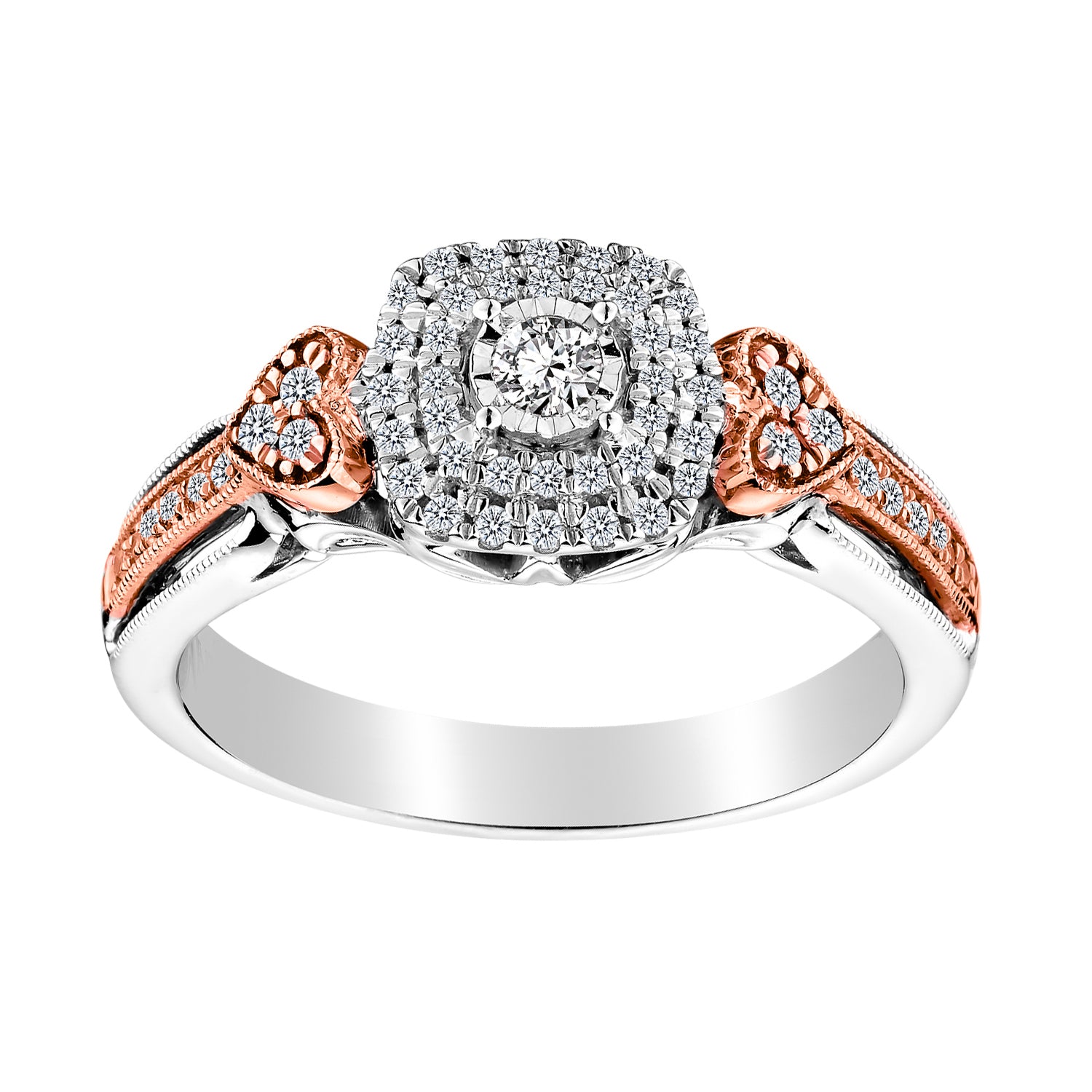 .33 Carat Diamond Pave Ring, 10kt White And Rose Gold (Two Tone) - Griffin Jewellery Designs