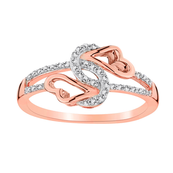 .15 CARAT DIAMOND DOUBLE KNOTTED HEART RING, 10kt ROSE GOLD. Fashion Rings - Griffin Jewellery Designs