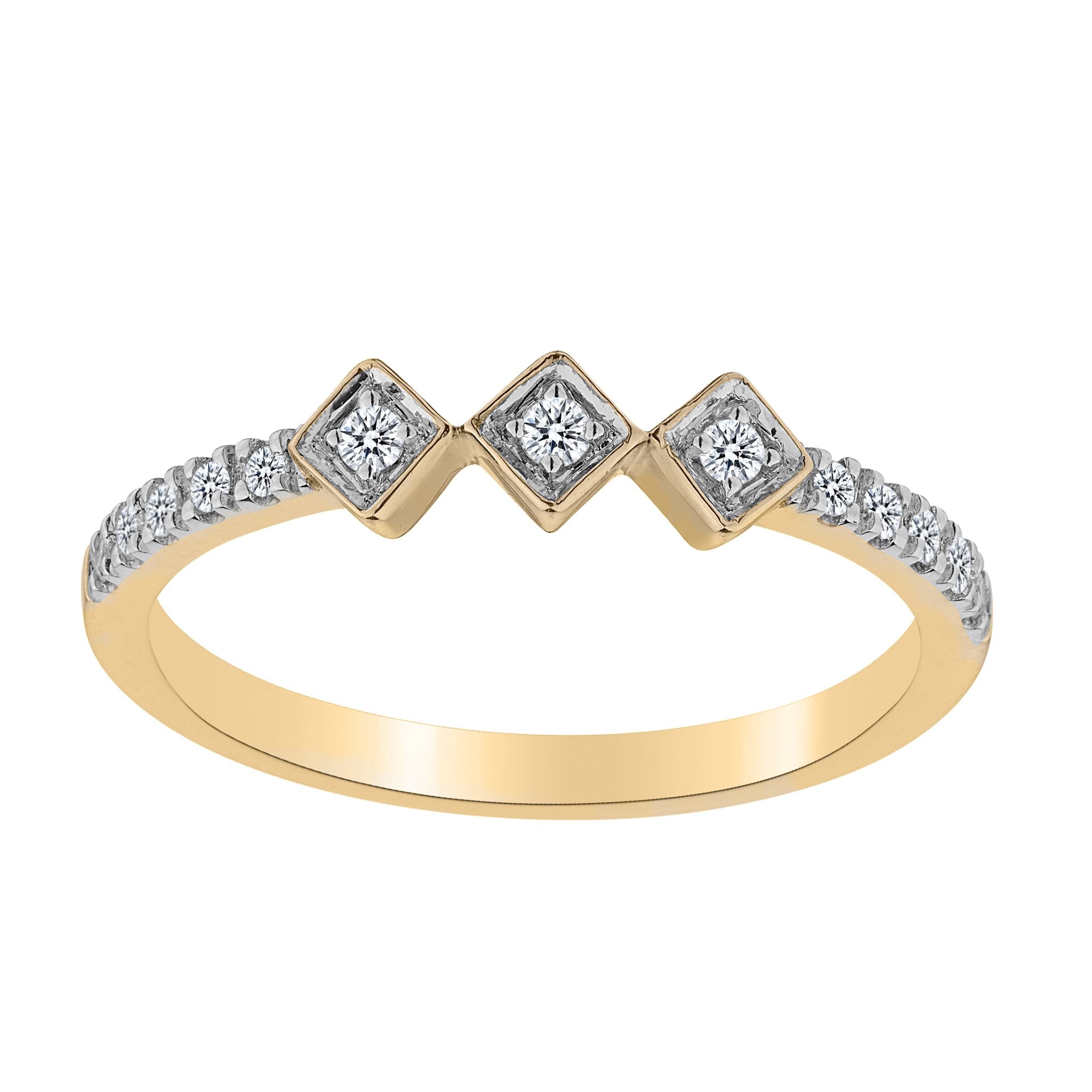 .12 CARAT DIAMOND "PAST, PRESENT, FUTURE" STACKER RING, 10kt YELLOW GOLD...................NOW - Griffin Jewellery Designs