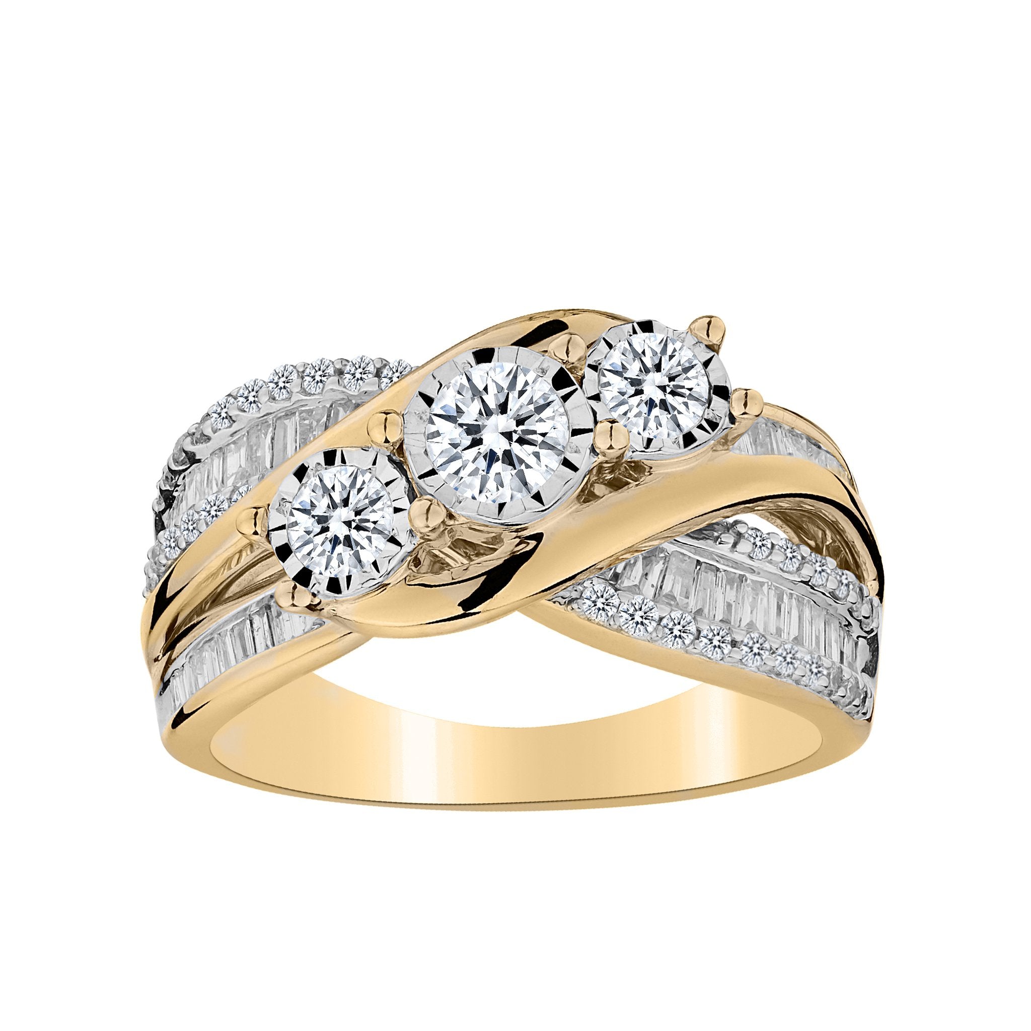 1.00 CARAT DIAMOND "PAST, PRESENT, FUTURE" RING, 10kt YELLOW GOLD. Fashion Rings - Griffin Jewellery Designs