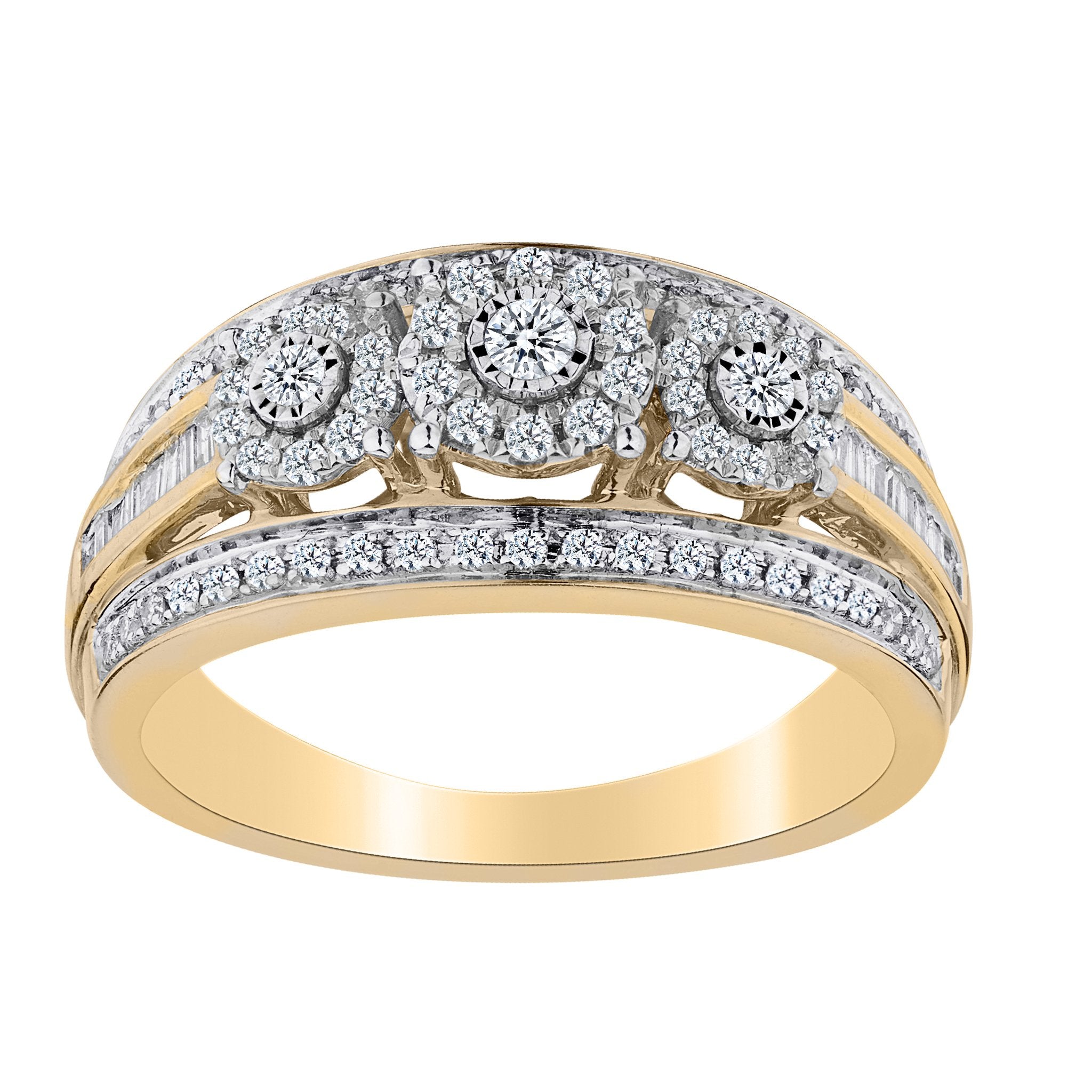 .50 Carat "Past, Present, Future" Diamond Ring, 10kt Yellow Gold. Fashion Rings - Griffin Jewellery Designs