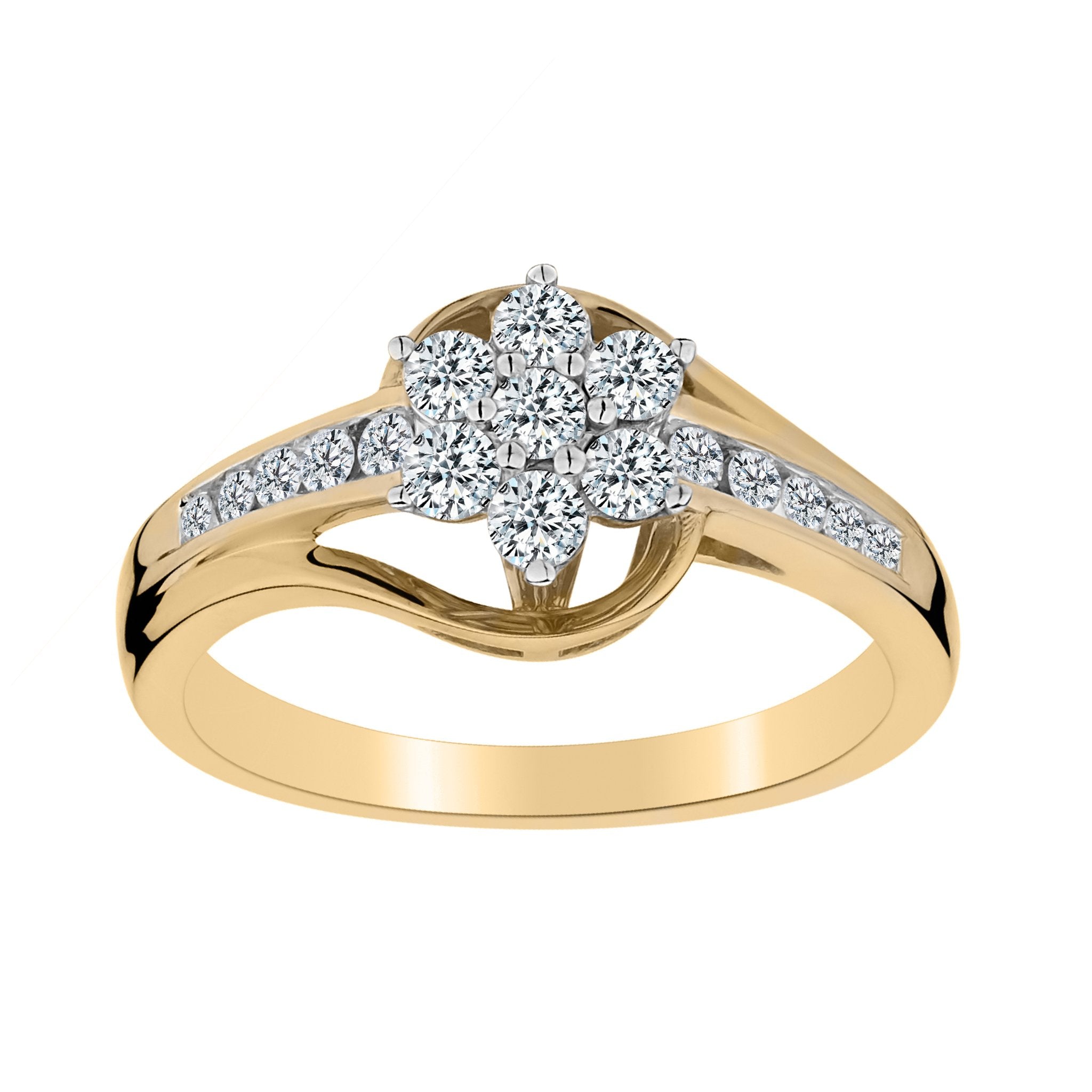 .50 CARAT DIAMOND FLOWER RING, 10kt YELLOW GOLD - Griffin Jewellery Designs