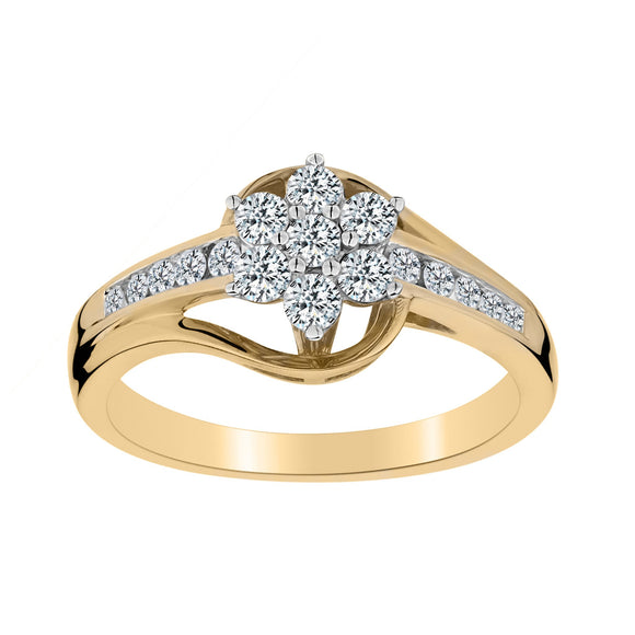 .50 CARAT DIAMOND FLOWER RING, 10kt YELLOW GOLD - Griffin Jewellery Designs