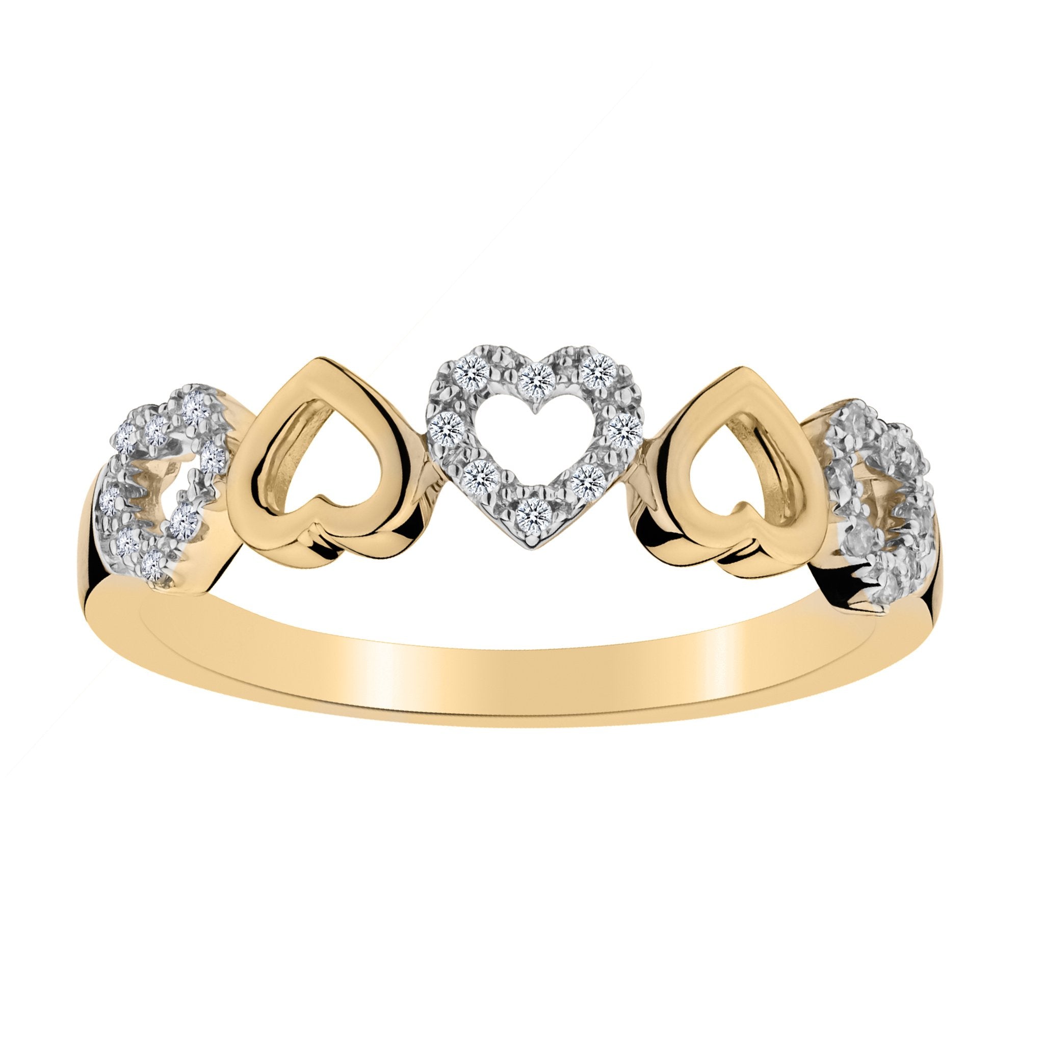 .10 CARAT DIAMOND HEART RING BAND, 10kt YELLOW GOLD. Fashion Rings - Griffin Jewellery Designs