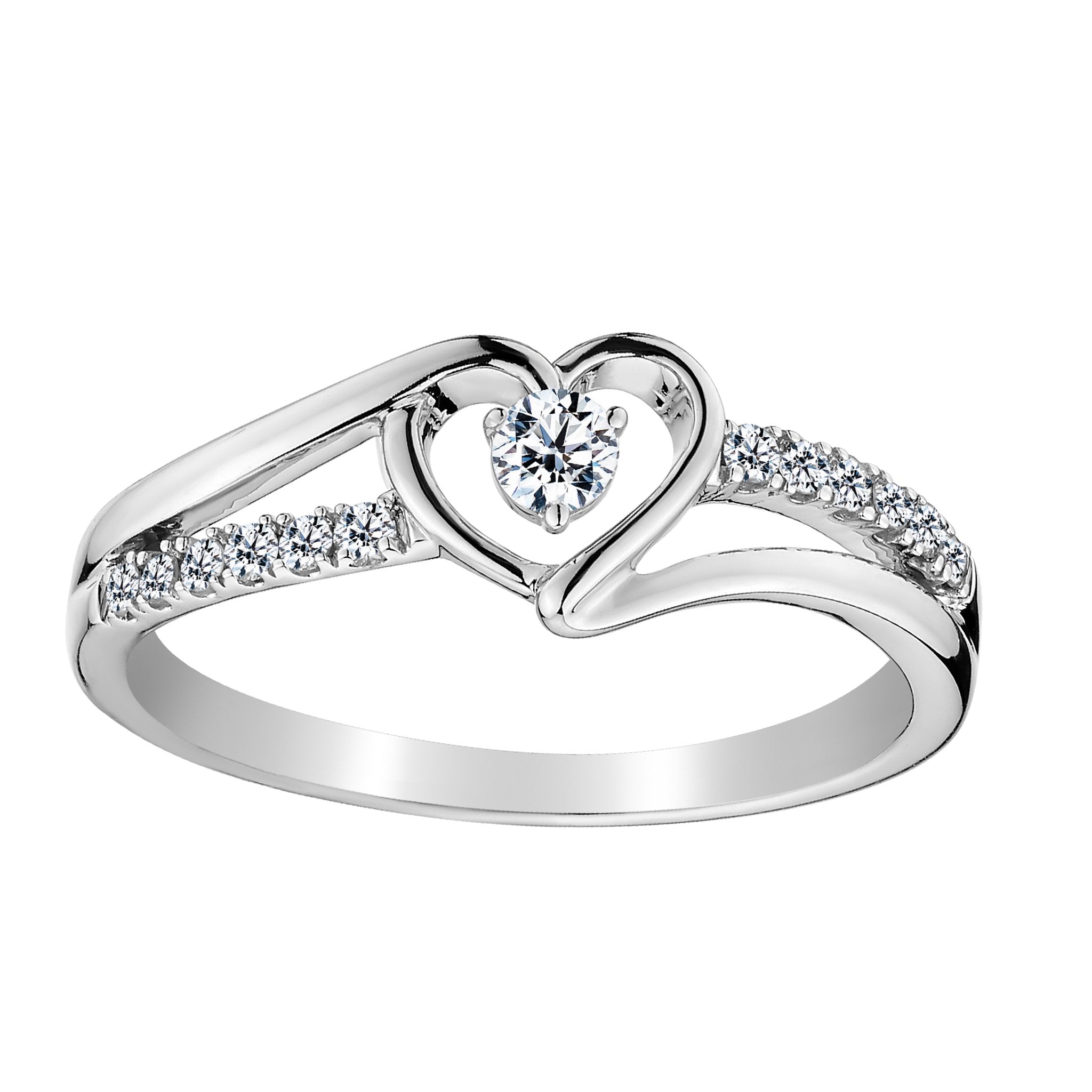 .25 Carat Diamond Heart Promise Ring, 10kt White Gold. Fashion Rings - Griffin Jewellery Designs