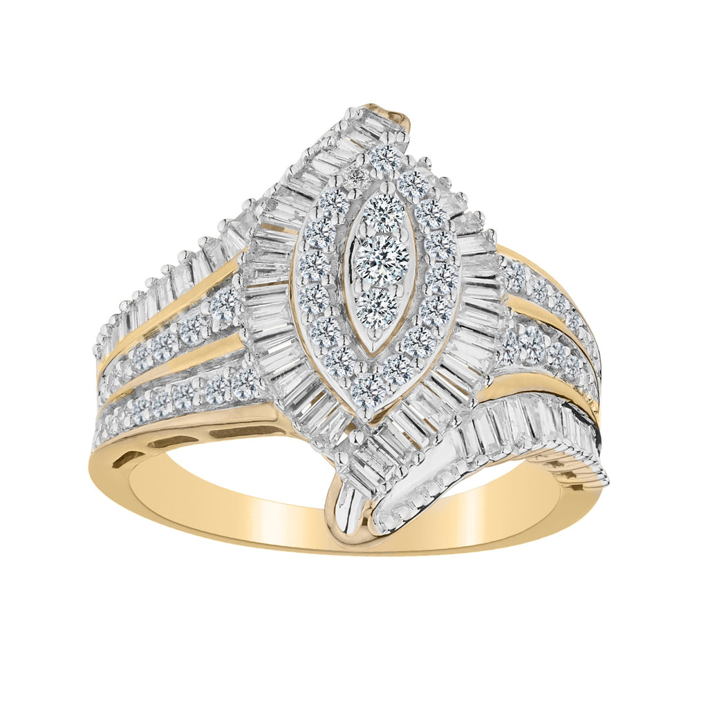 1.00 Carat of Diamonds Ring, 10kt Yellow Gold.….....................NOW