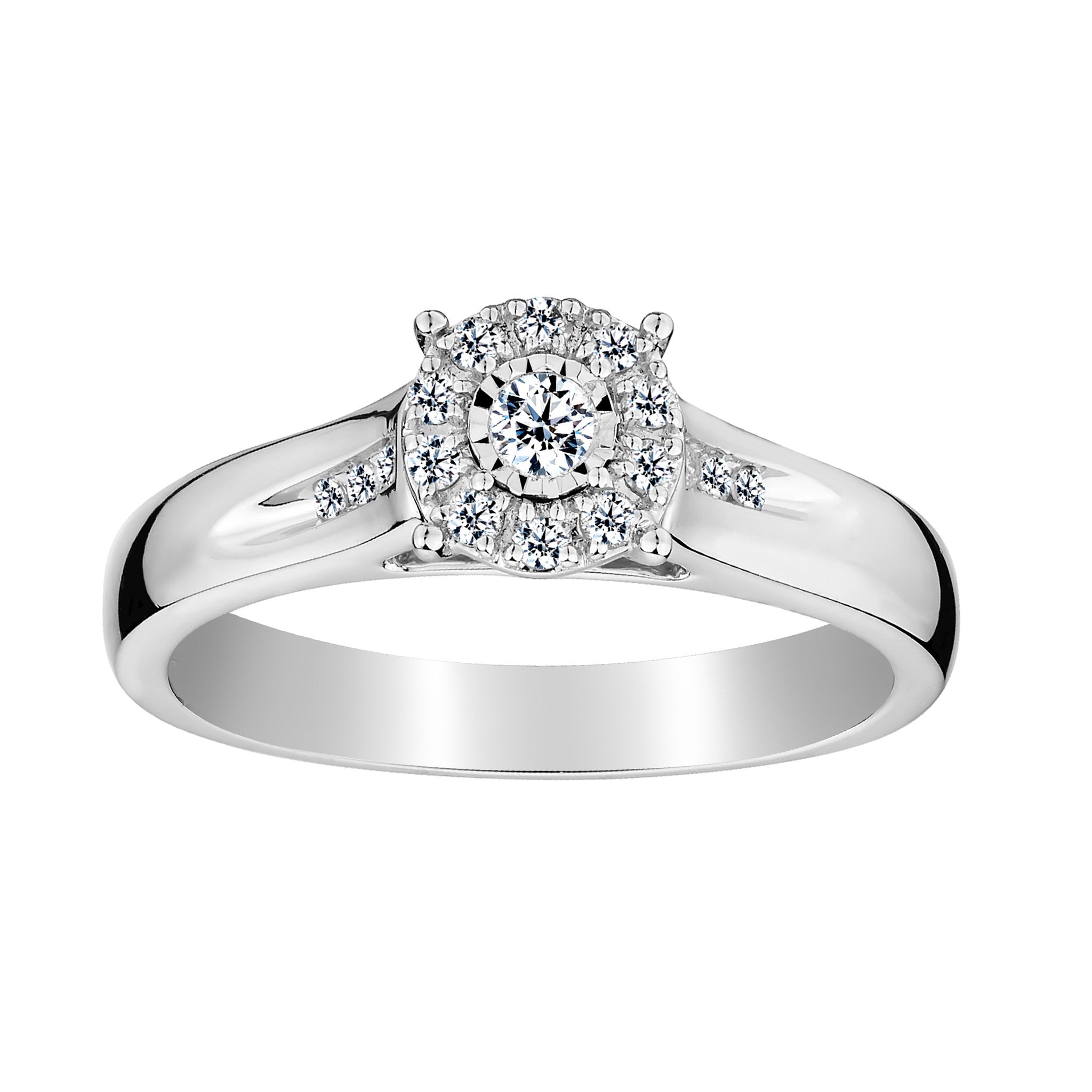 .20 CARAT DIAMOND "MIRACLE" HALO RING, 10kt WHITE GOLD - Griffin Jewellery Designs