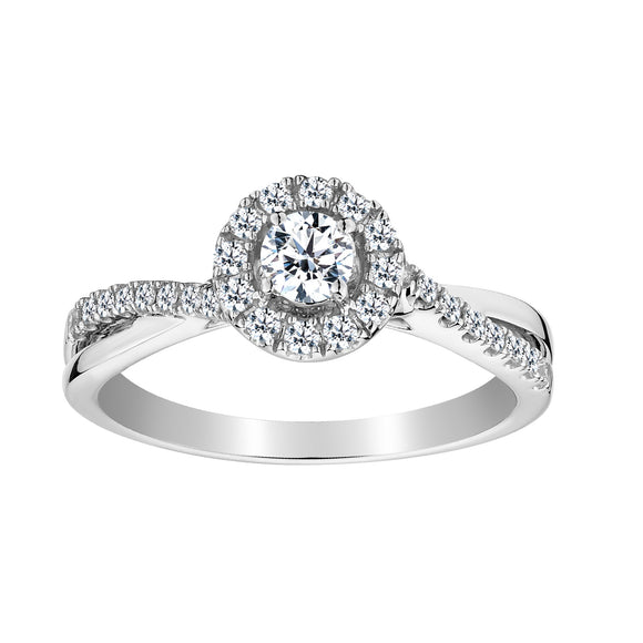 .50 CARAT DIAMOND HALO RING , 10kt WHITE GOLD - Griffin Jewellery Designs