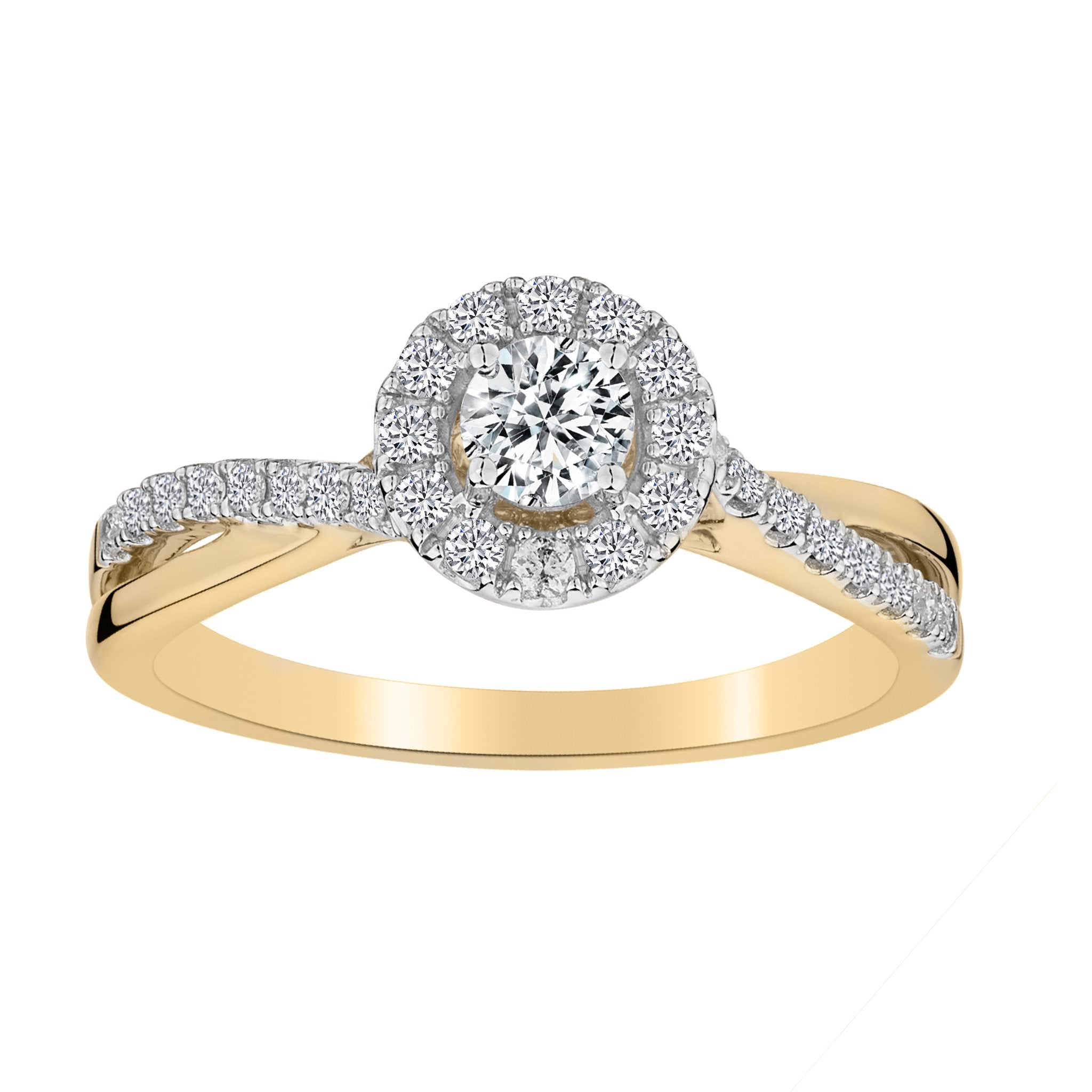 .50 CARAT DIAMOND HALO RING, 10kt YELLOW GOLD - Griffin Jewellery Designs
