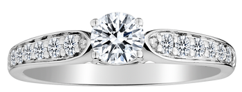 .63 Carat Diamond and Blue Sapphire Side Accent Ring,  14kt White Gold. Gemstone Rings. Griffin Jewellery Designs