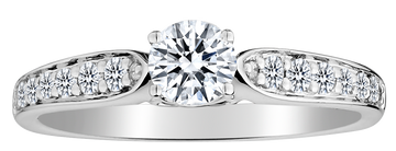 .63 Carat Diamond and Blue Sapphire Side Accent Ring,  14kt White Gold. Gemstone Rings. Griffin Jewellery Designs