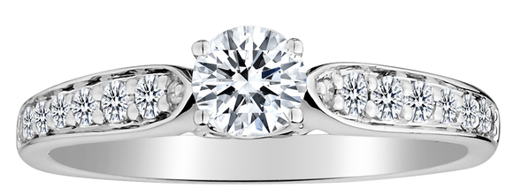 .63 Carat Diamond and Blue Sapphire Side Accent Ring,  14kt White Gold. Gemstone Rings. Griffin Jewellery Designs