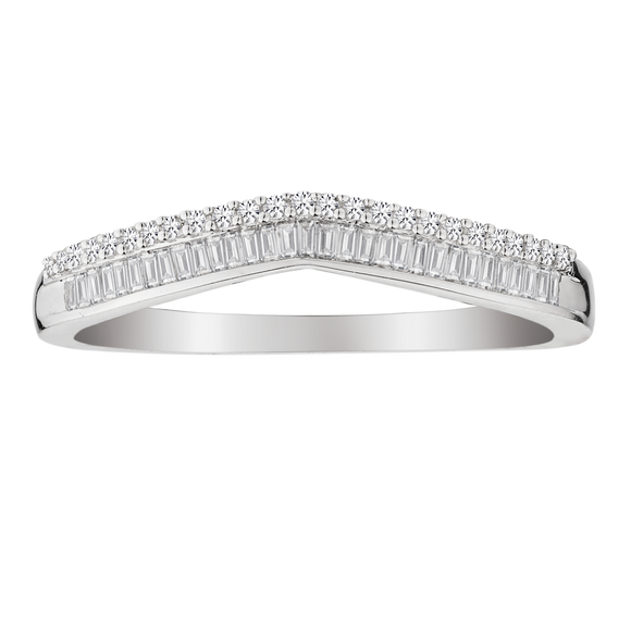 .25 Carat of Diamonds Curved Band  14kt White Gold.  Fashion Rings. Griffin Jewellery Designs