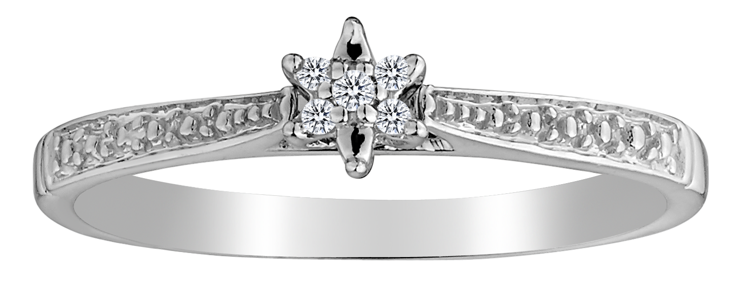 .02 Carat of Diamond Promise Ring, 10kt White Gold