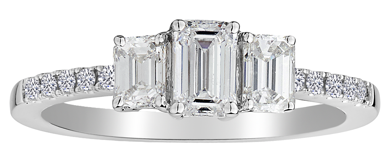 Past present future 2025 emerald cut diamond ring