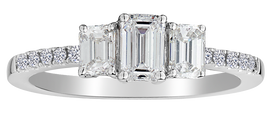 1.00 Carat of Diamonds Emerald Cut "Past, Present, Future" Ring, 14kt White Gold.......................NOW