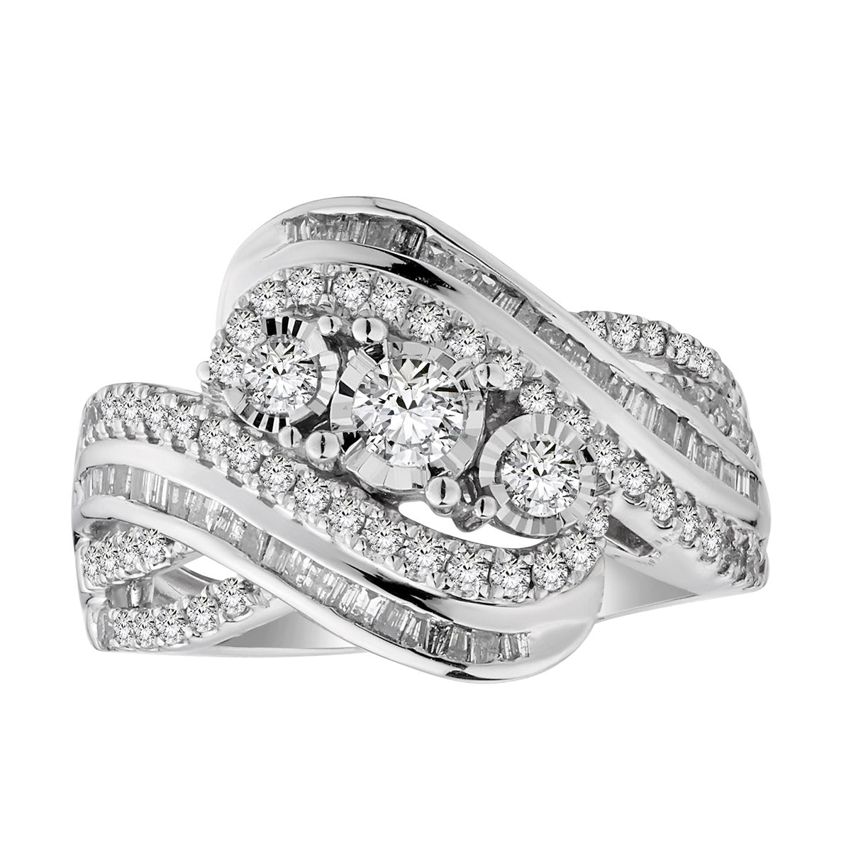 1.00 Carat of Diamonds "Past, Present, Future" Ring, 10kt White Gold......................NOW