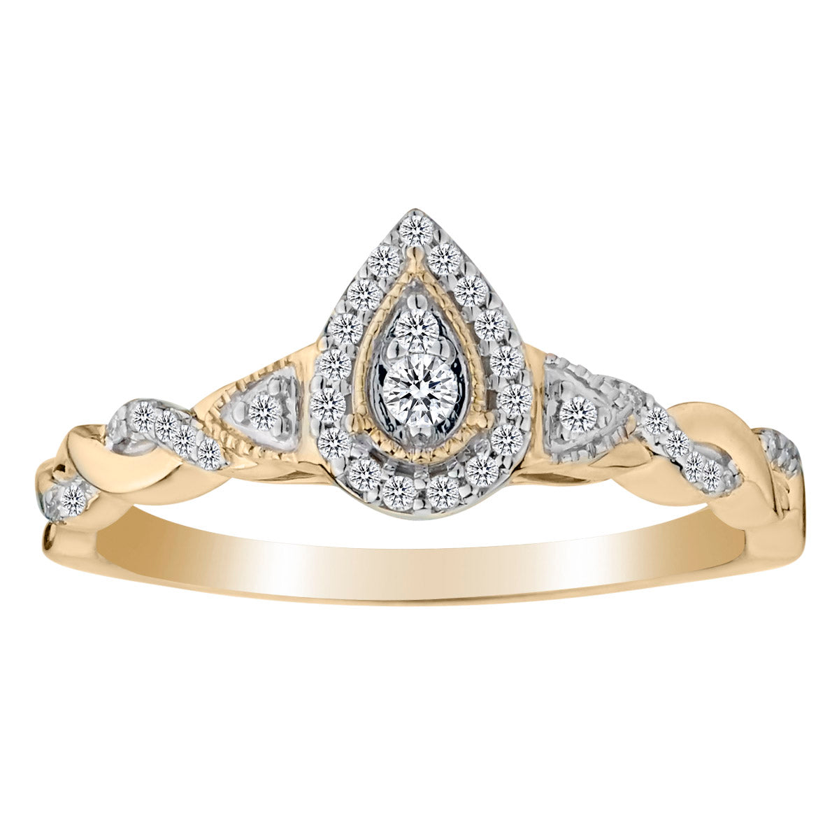.15 Carat Pear Shape "Infinity" Diamond Ring, 10kt Yellow Gold. Griffin Jewellery Designs