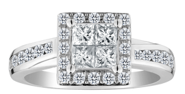 1.00 Carat Princess Engagement Diamond Ring, 14kt White Gold. Griffin Jewellery Designs