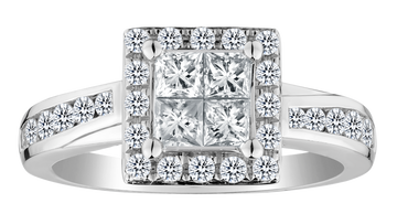 1.00 Carat Princess Engagement Diamond Ring, 14kt White Gold. Griffin Jewellery Designs