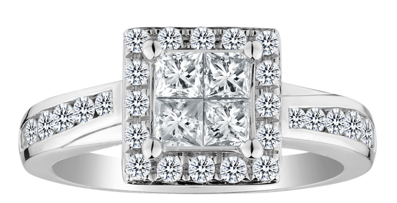 1.00 Carat Princess Engagement Diamond Ring, 14kt White Gold. Griffin Jewellery Designs