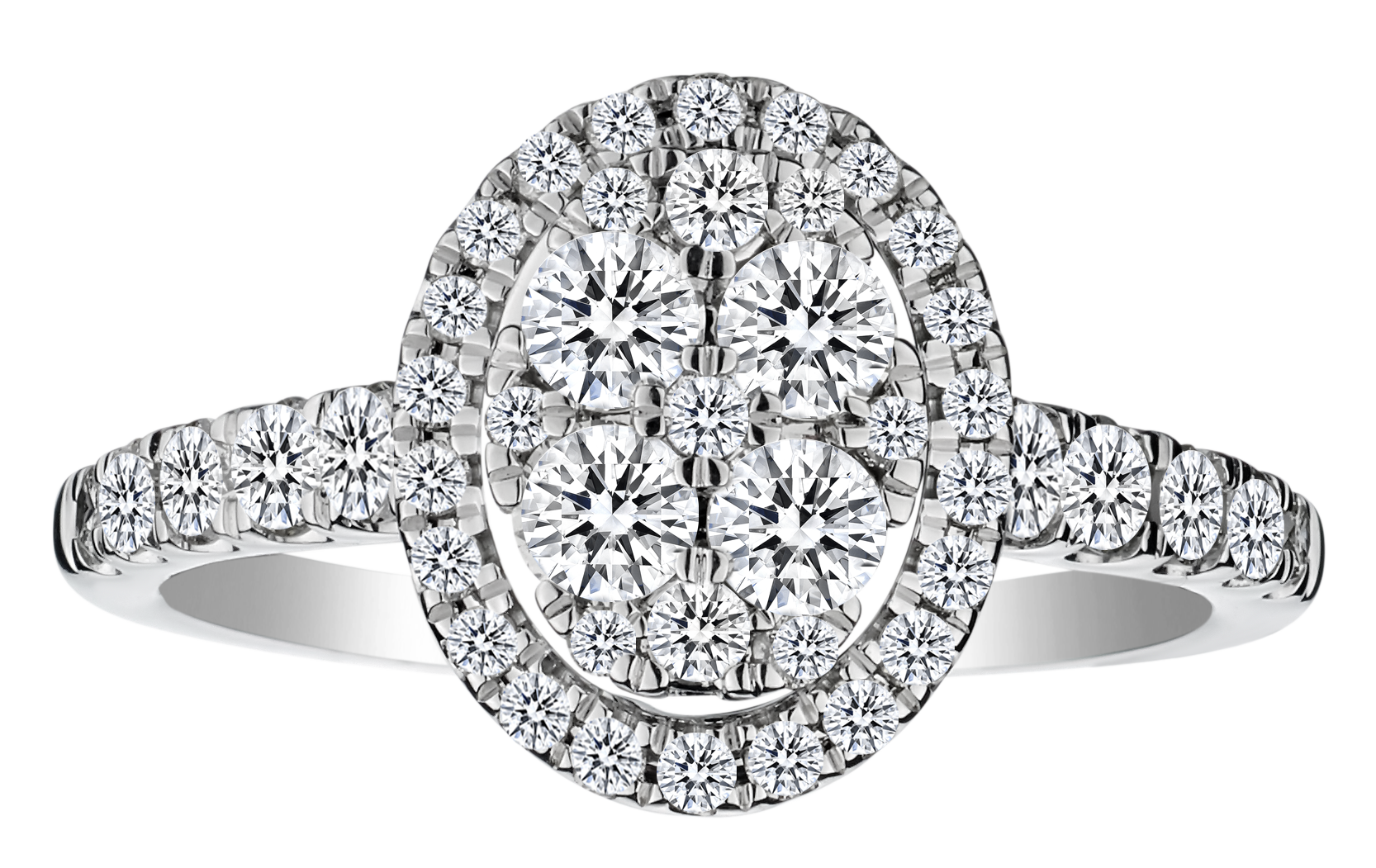 1.00 Carat Diamond Oval Halo "Elegance" Ring, 14kt White Gold.....................NOW