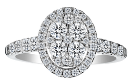 1.00 Carat Diamond Oval Halo "Elegance" Ring, 14kt White Gold. Griffin Jewellery Designs