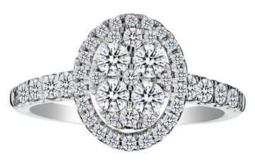 1.00 Carat Diamond Oval Halo "Elegance" Ring, 14kt White Gold. Griffin Jewellery Designs