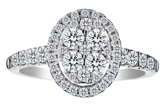 1.00 Carat Diamond Oval Halo "Elegance" Ring, 14kt White Gold. Griffin Jewellery Designs