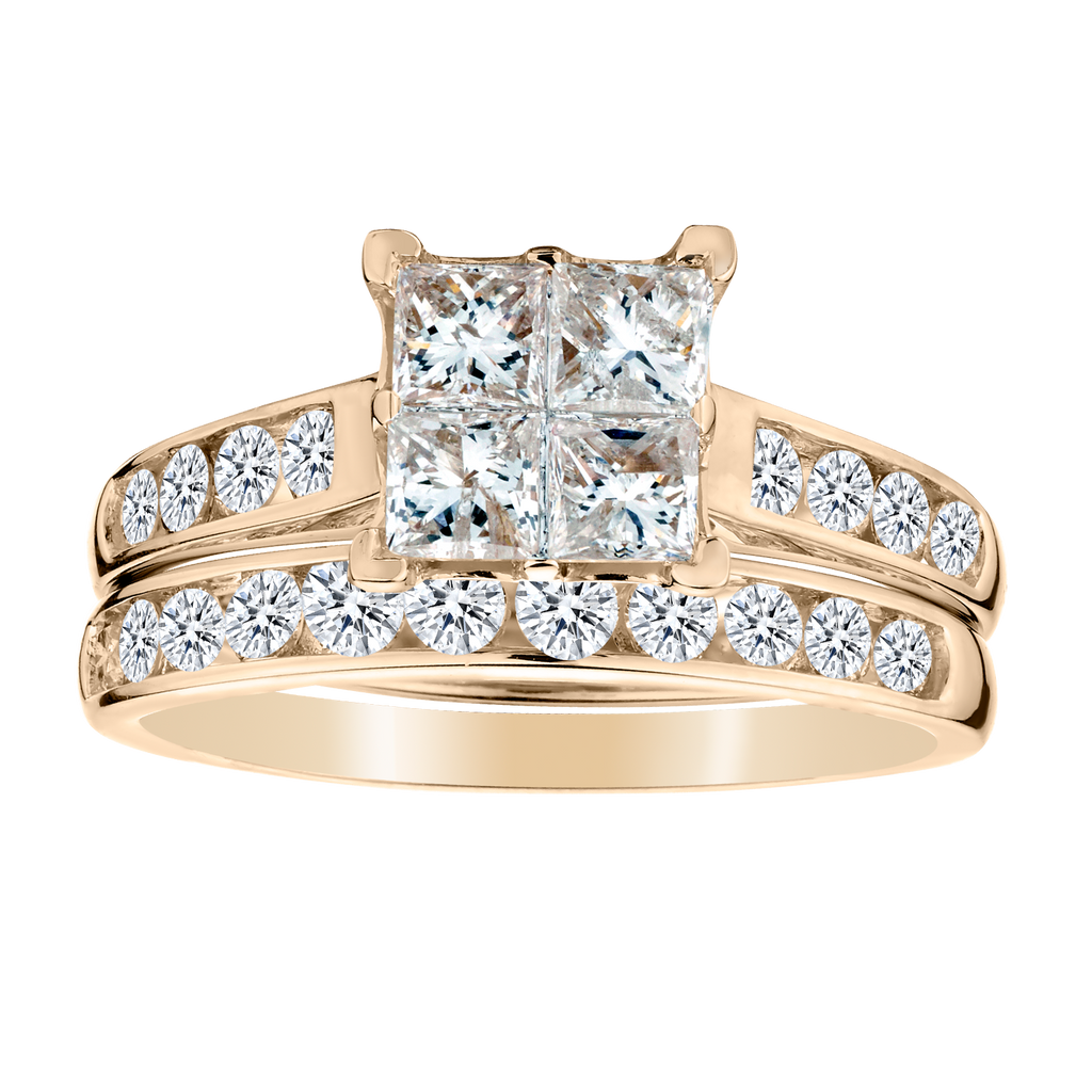 1.50 Carat of Diamonds Princess Ring Set, 14kt Yellow Gold....................NOW