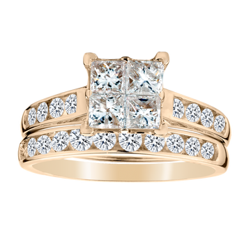 1.50 Carat Diamond Princess Ring Set,  14kt Yellow Gold. Griffin Jewellery Designs