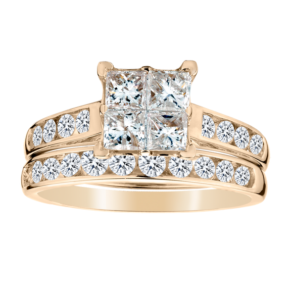1.50 Carat Diamond Princess Ring Set,  14kt Yellow Gold. Griffin Jewellery Designs