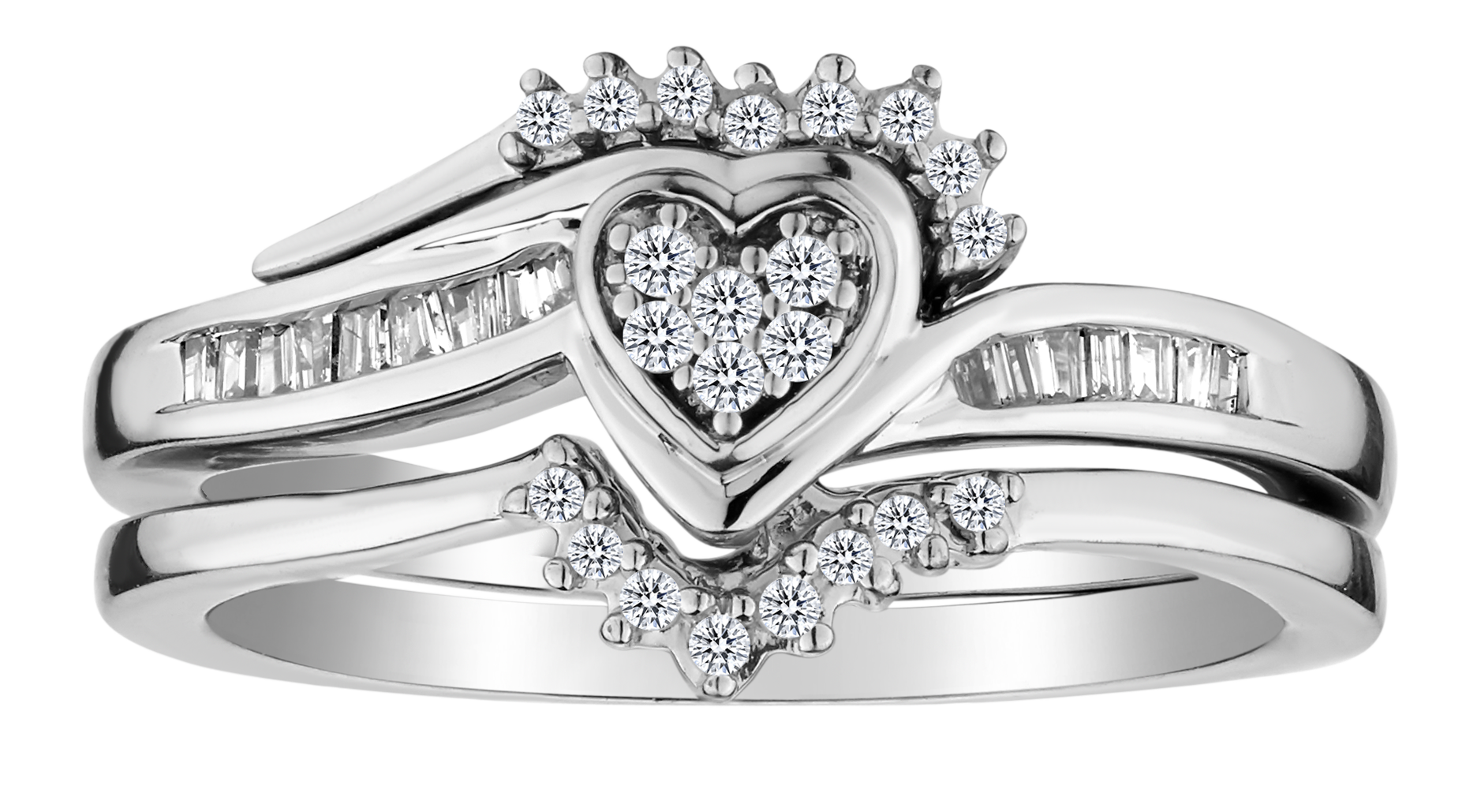 .21 Carat Diamond Heart Ring Set, Silver.....................NOW