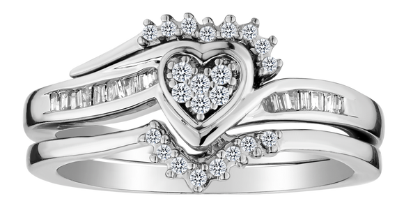 .21 Carat Diamond Heart Ring Set, Silver.....................NOW