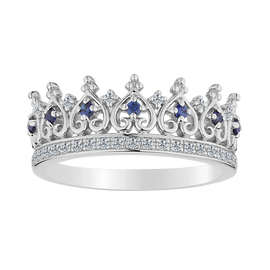 Created Blue & White Sapphire Ring,  Sterling Silver. Fashion Rings. Griffin Jewellery Designs