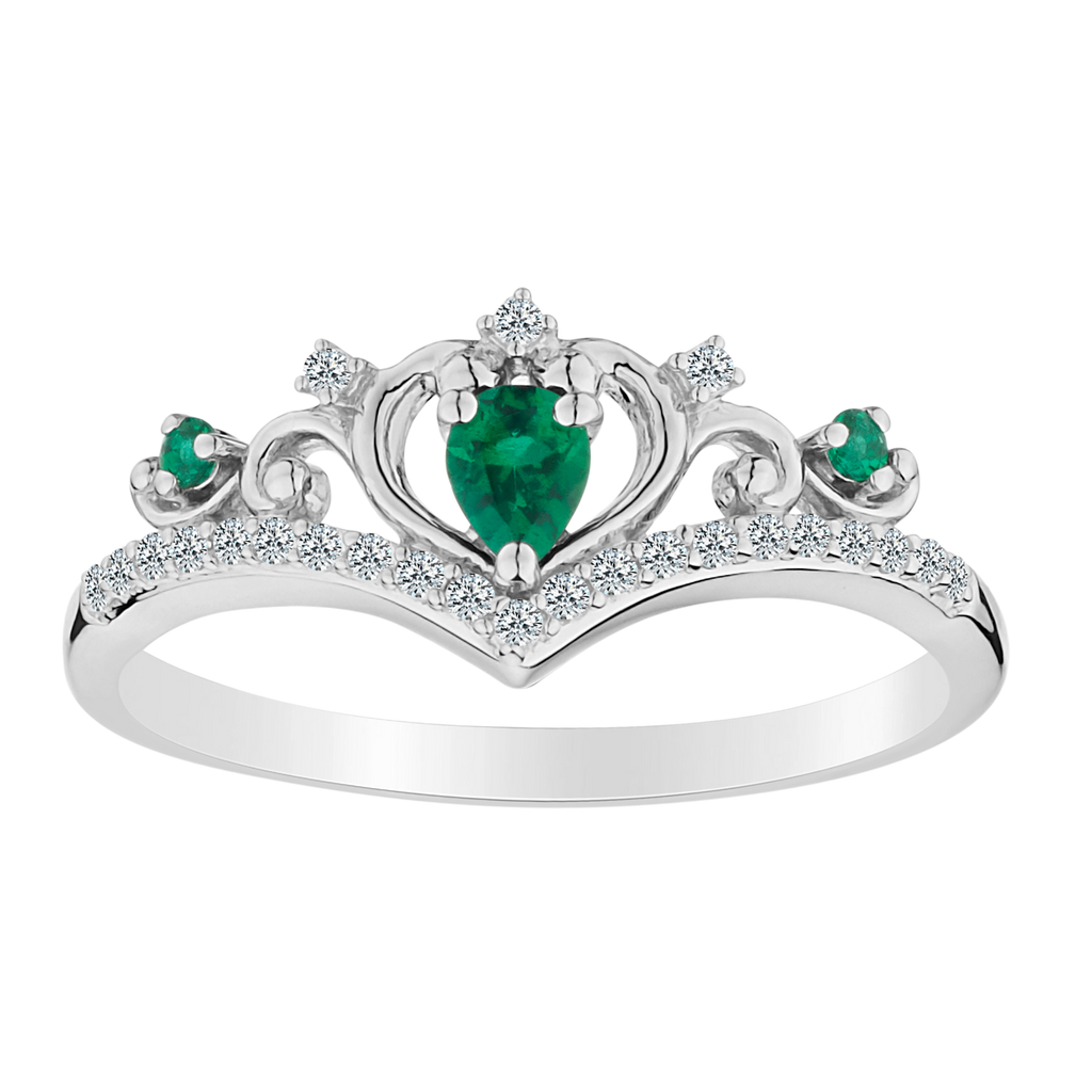 Created Emerald & White Sapphire Ring