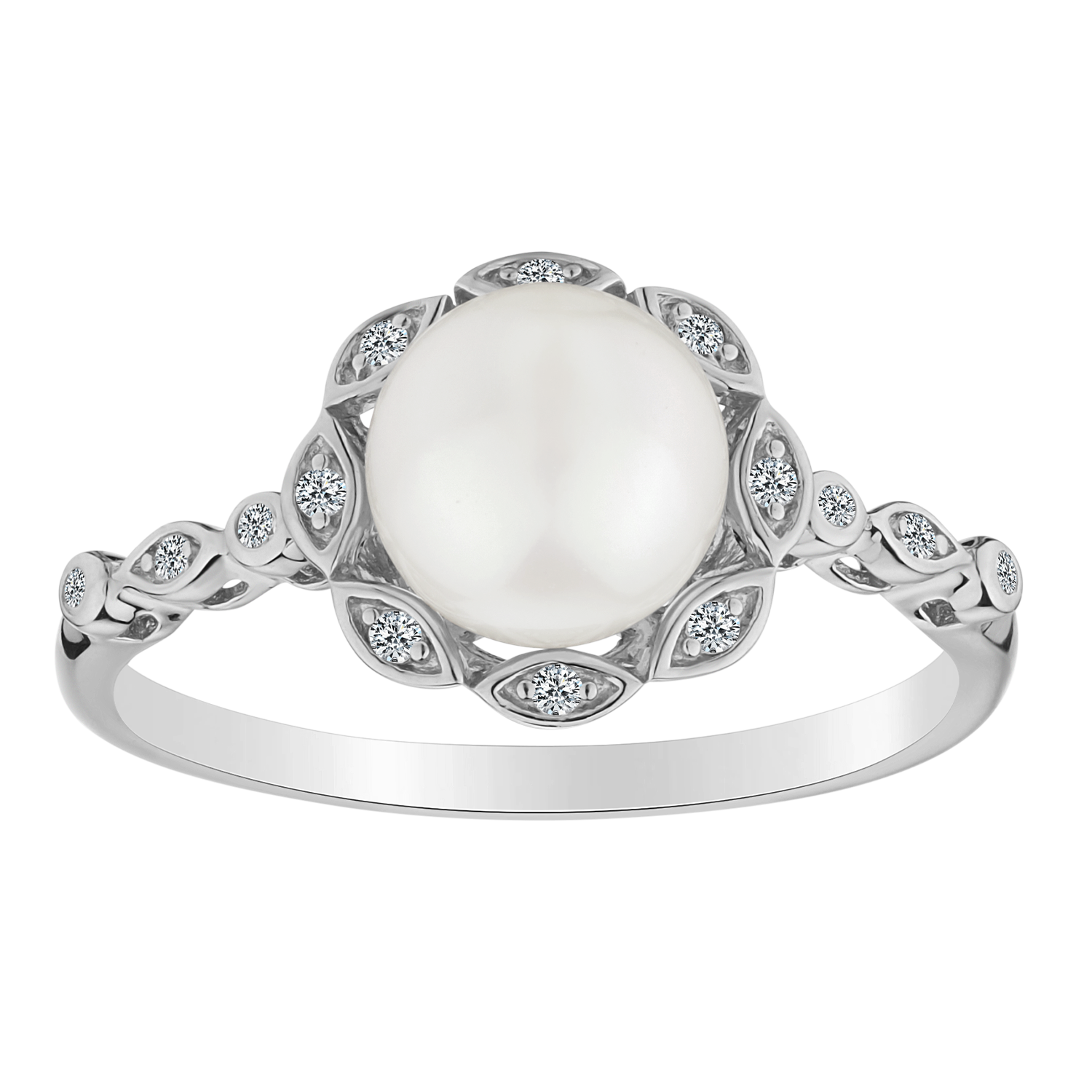 Created White Sapphire & Fresh Water Pearl Ring.  Sterling Silver. Gemstone Rings. Griffin Jewellery Designs