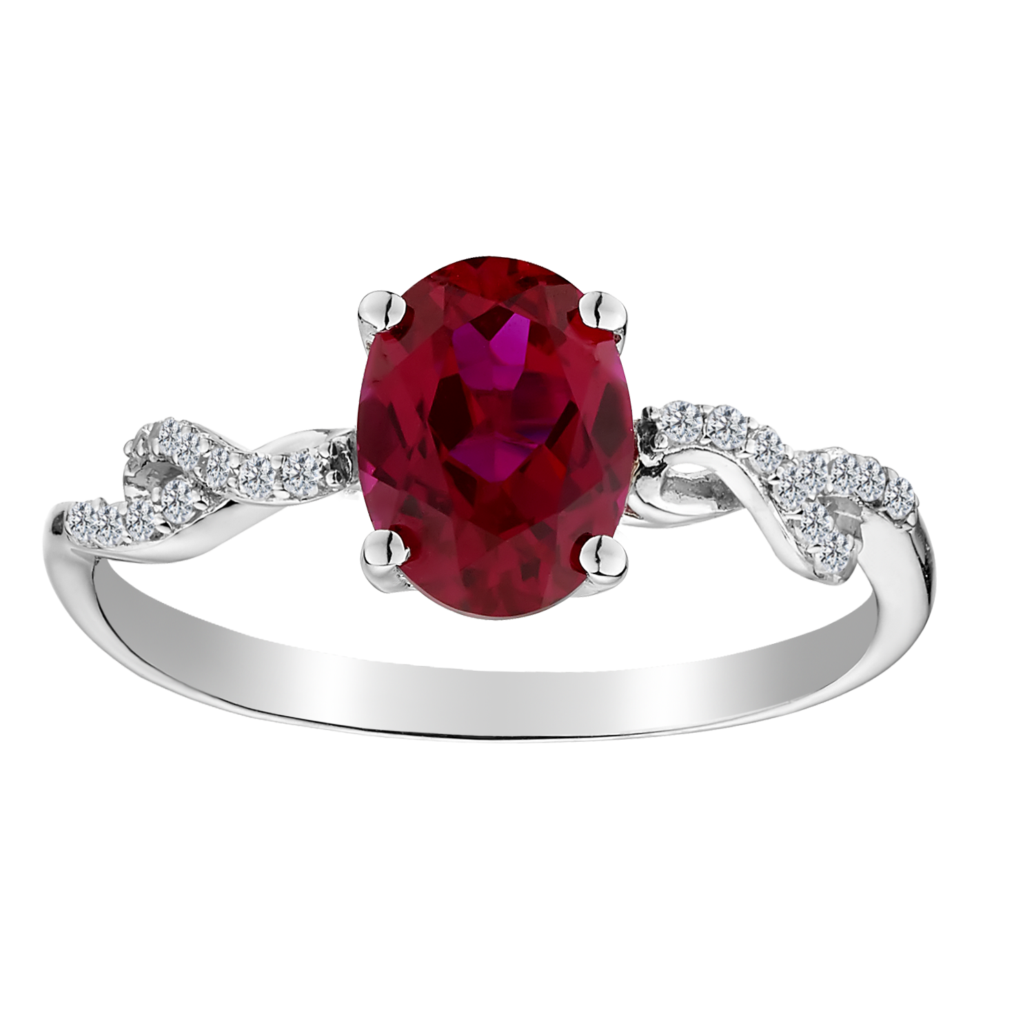 Created Ruby & White Sapphire Ring, Silver..................NOW