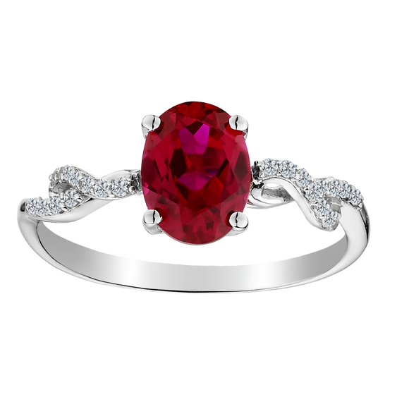 Created Ruby & White Sapphire Ring,  Sterling Silver. Gemstone Rings. Griffin Jewellery Designs