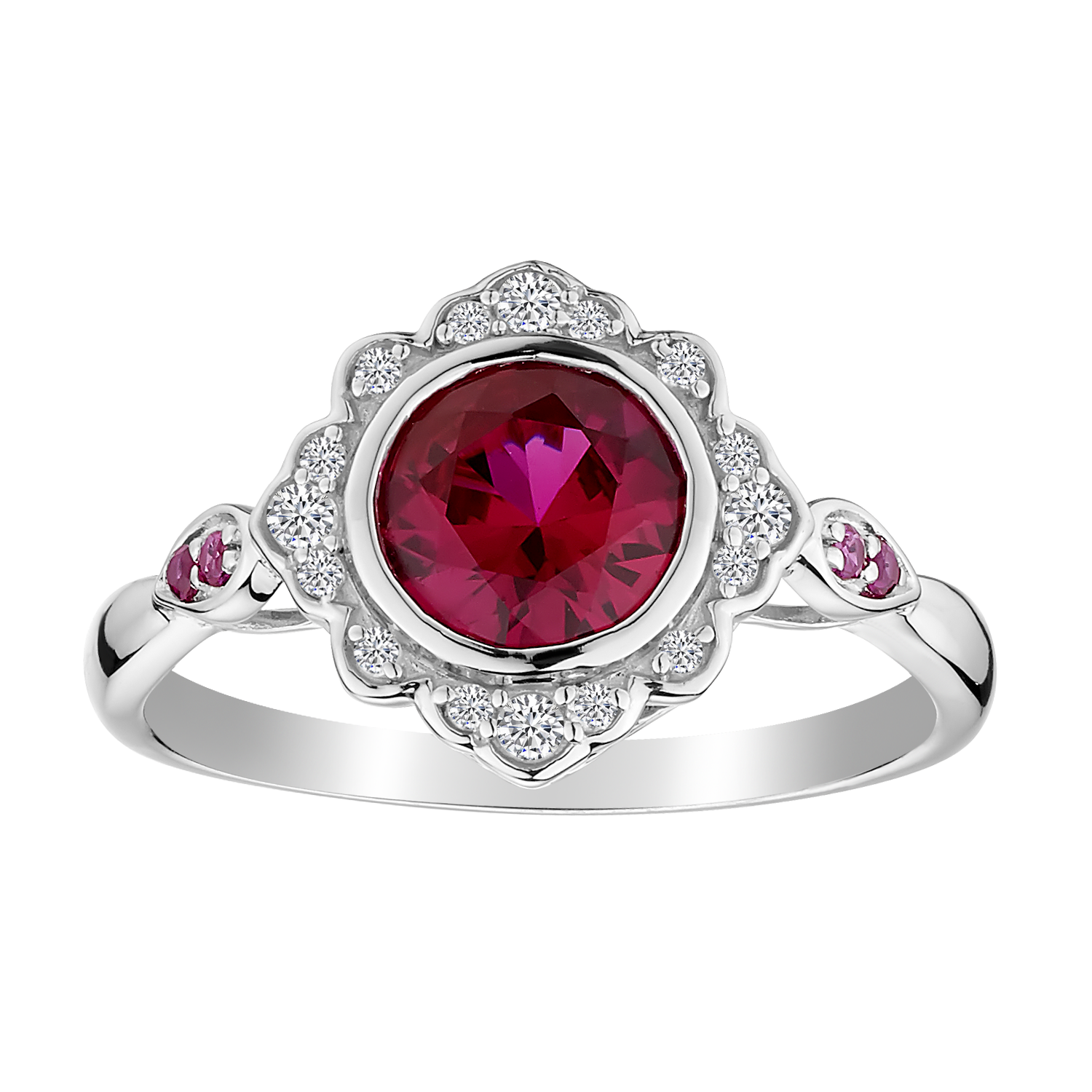 Created Ruby & White Sapphire Ring, Silver..................NOW