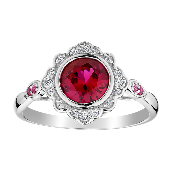 Created Ruby & White Sapphire Ring,  Sterling Silver. Gemstone Rings. Griffin Jewellery Designs
