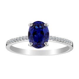 Created Blue & White Sapphire Ring,  Sterling Silver. Gemstone Rings. Griffin Jewellery Designs