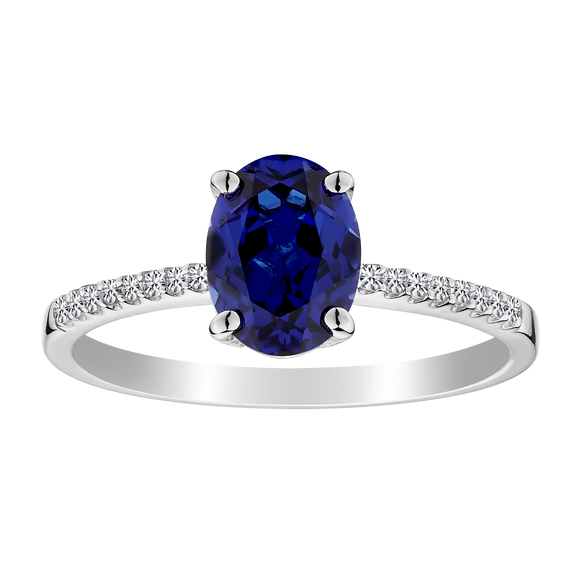 Created Blue & White Sapphire Ring,  Sterling Silver. Gemstone Rings. Griffin Jewellery Designs
