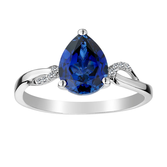 Created Blue & White Sapphire Ring,  Sterling Silver. Gemstone Rings. Griffin Jewellery Designs