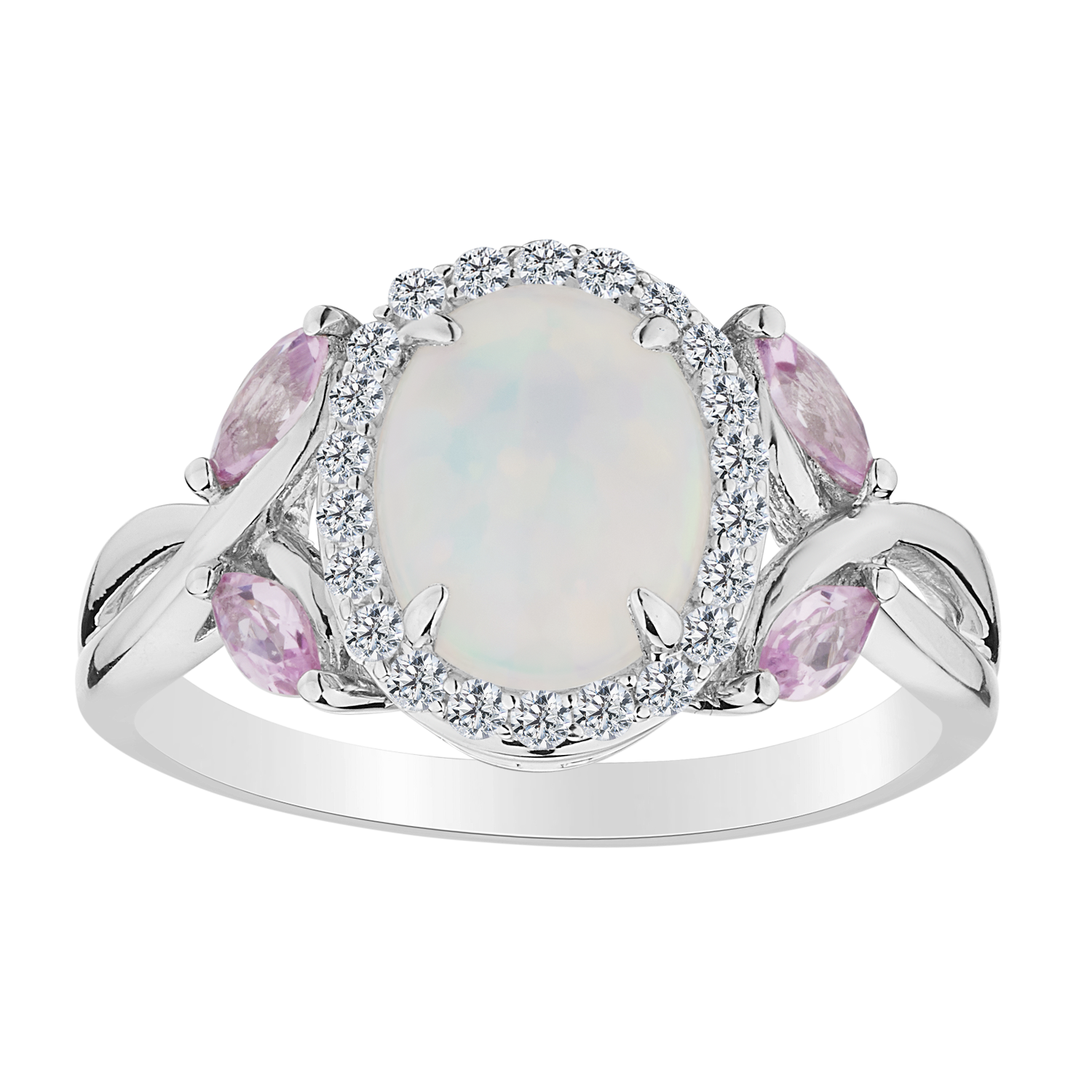 Pink gemstone rings white 2025 gold