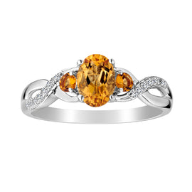 Genuine Citrine & Created Sapphire Ring,  Sterling Silver. Gemstone Rings. Griffin Jewellery Designs