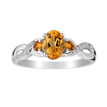 Genuine Citrine & Created Sapphire Ring,  Sterling Silver. Gemstone Rings. Griffin Jewellery Designs