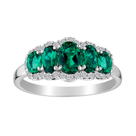 Created Emerald & Created White Sapphire Ring,  Sterling Silver. Gemstone Rings. Griffin Jewellery Designs