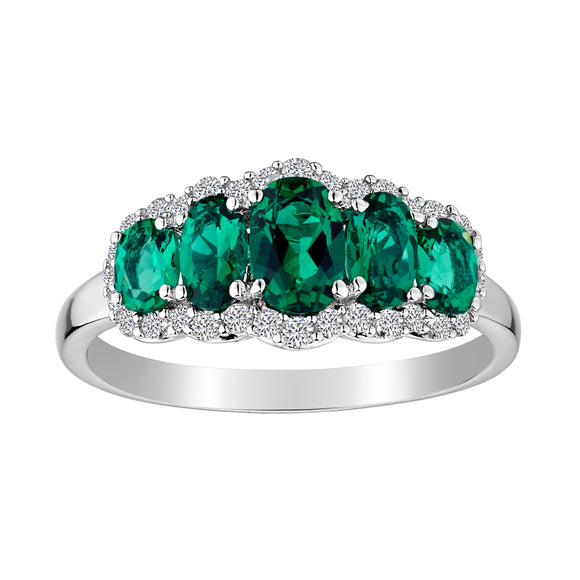 Created Emerald & Created White Sapphire Ring,  Sterling Silver. Gemstone Rings. Griffin Jewellery Designs