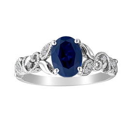 Created Blue & White Sapphire Ring,  Sterling Silver. Gemstone Rings. Griffin Jewellery Designs